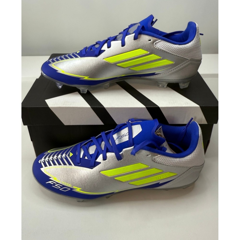 Adidas F50 League Messi Silver Blue Soccer‎ Cleats IH0918 Mens 8 Womens 9 NWB